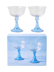 Oliver Bonas Set of 2 Blue Nova Champagne Saucers - Image 5 of 5