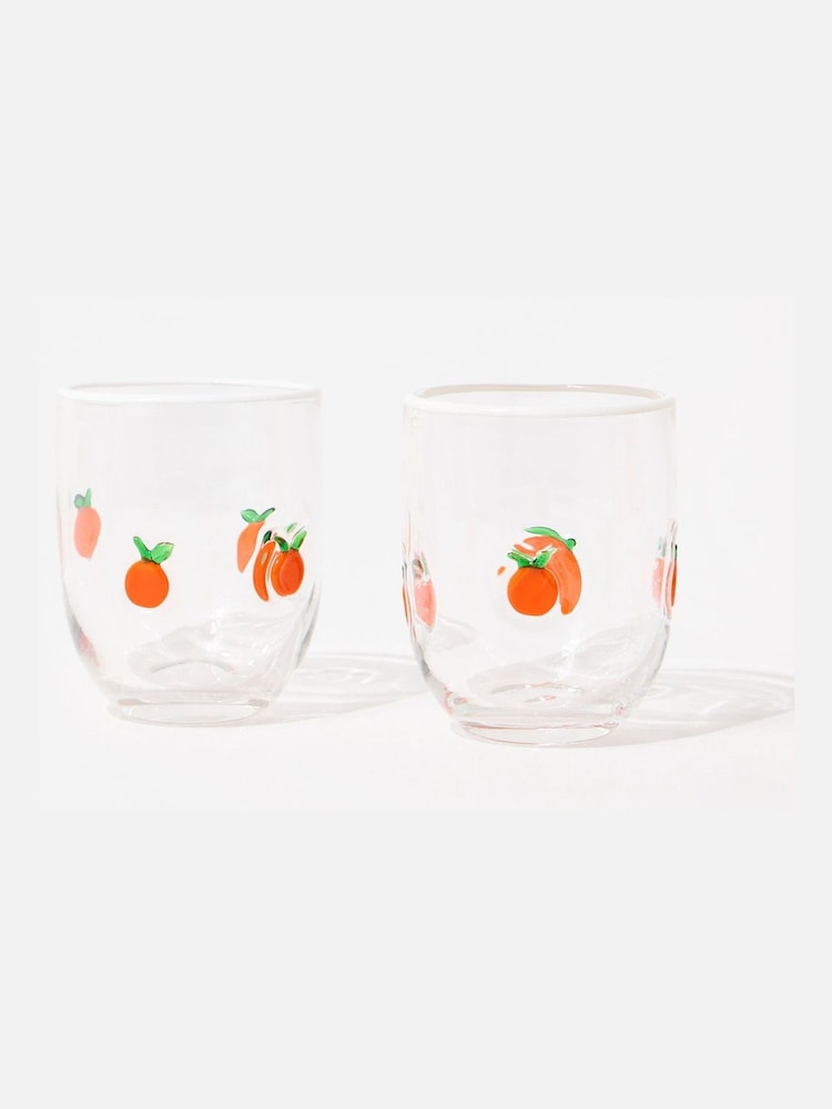 Oliver Bonas Set of 2 Orange Glass Tumblers - Image 1 of 5