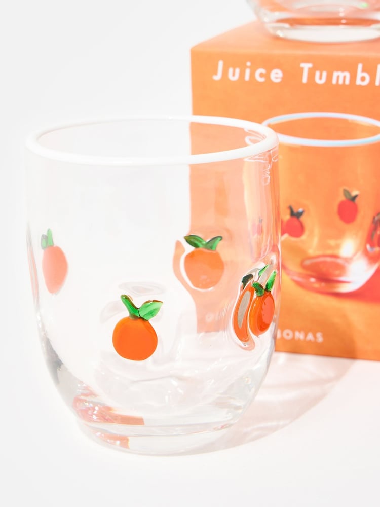 Oliver Bonas Set of 2 Orange Glass Tumblers - Image 5 of 5