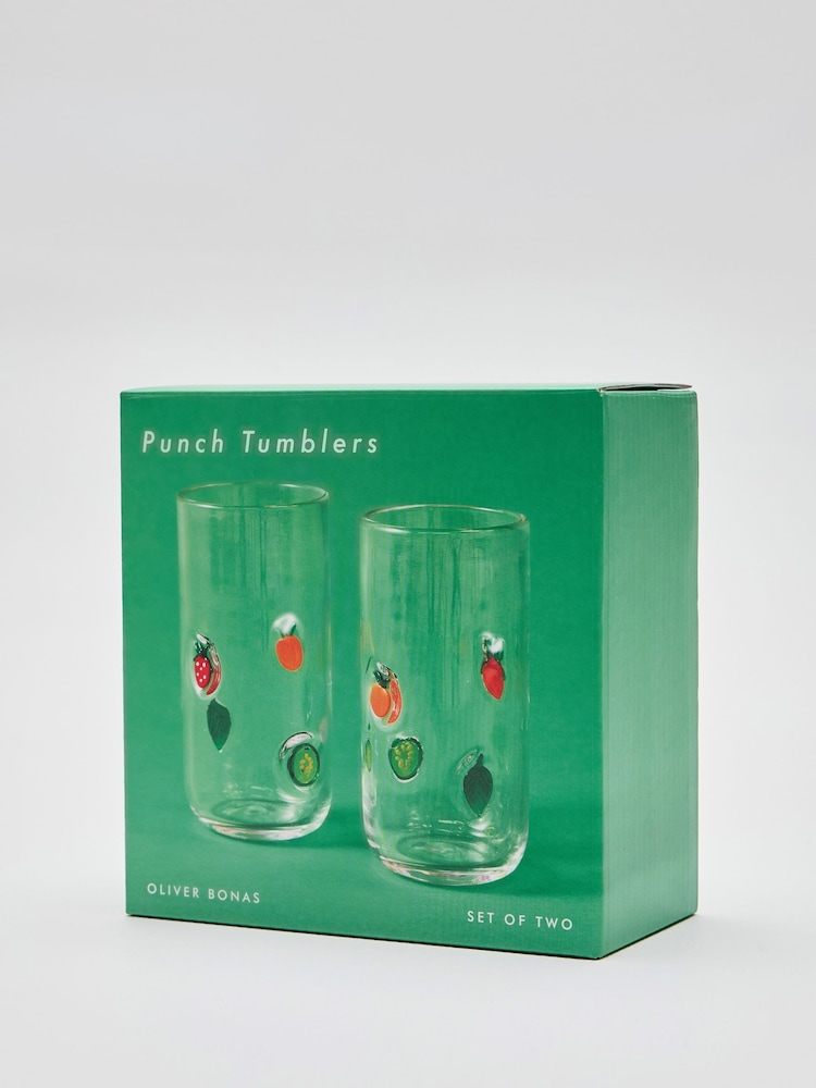 Oliver Bonas Set of 2 Multi Punch Cocktail Highball Tumblers - Image 2 of 5