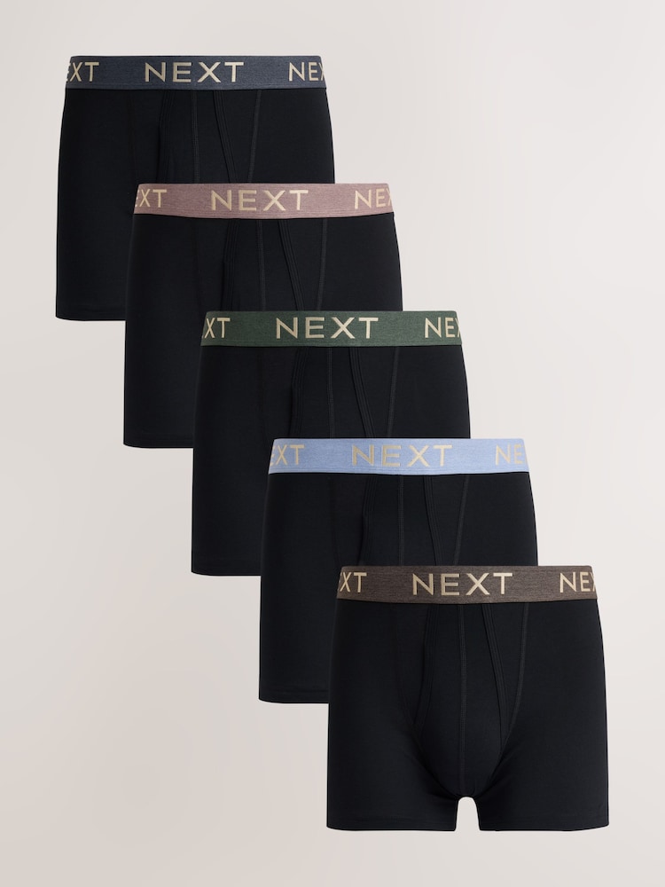 Black Pastel Marl Waistbands - 5 Pakke - Boksershorts med A-front i rik bomull - Bilde 1 av 10