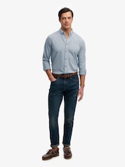 Superdry Blue Vintage Destroy Pique Long Sleeve Shirt - Image 4 of 7