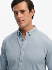 Superdry Blue Vintage Destroy Pique Long Sleeve Shirt - Image 5 of 7