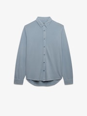 Superdry Blue Vintage Destroy Pique Long Sleeve Shirt - Image 6 of 7