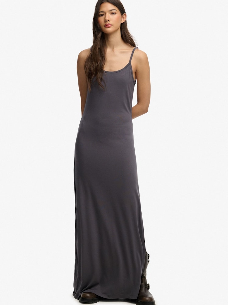 Superdry Grey Maxi Jersey Cami Dress - Image 1 of 5 Superdry Grey Maxi Jersey Cami Dress - Image 1 of 5