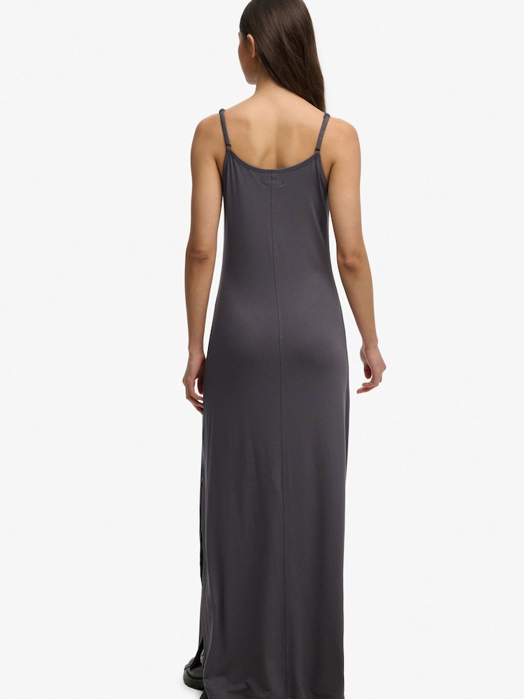 Superdry Grey Maxi Jersey Cami Dress - Image 2 of 5 Superdry Grey Maxi Jersey Cami Dress - Image 2 of 5