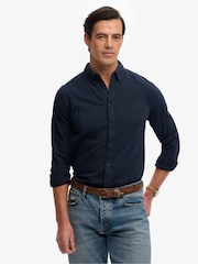 Superdry Blue Vintage Destroy Pique Long Sleeve Shirt - Image 2 of 7