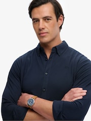 Superdry Blue Vintage Destroy Pique Long Sleeve Shirt - Image 5 of 7