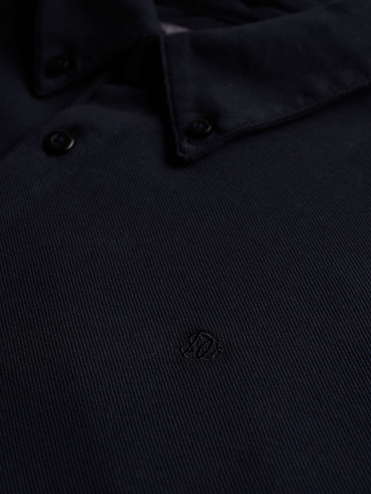 Superdry Blue Vintage Destroy Pique Long Sleeve Shirt - Image 7 of 7 Superdry Blue Vintage Destroy Pique Long Sleeve Shirt - Image 7 of 7