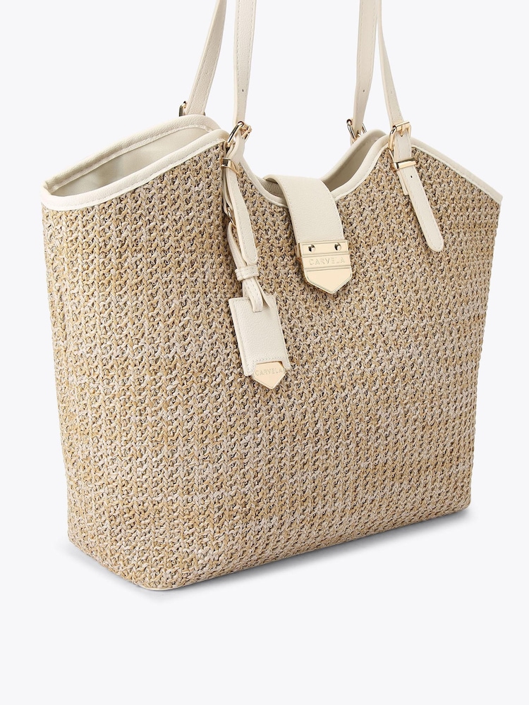 Carvela Cream Maria Raffia Tote Bag - Image 2 of 4