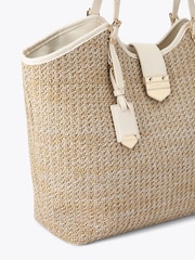 Carvela Cream Maria Raffia Tote Bag - Image 4 of 4