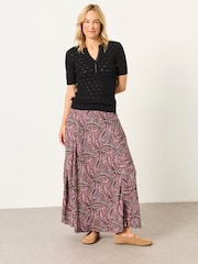 Schwarz - FatFace Short Sleeve Knitted Henley Top - Bild 4 von 6