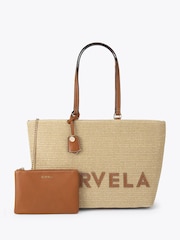 Carvela Nude Frame Raffia Tote Bag - Image 1 of 4