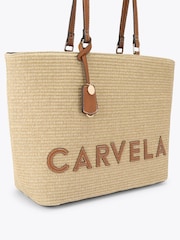 Carvela Nude Frame Raffia Tote Bag - Image 2 of 4