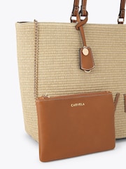 Carvela Nude Frame Raffia Tote Bag - Image 4 of 4