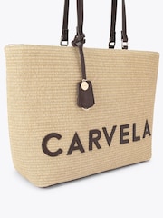 Carvela Brown Frame Raffia Tote Bag - Image 2 of 4