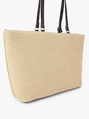 Carvela Brown Frame Raffia Tote Bag - Image 3 of 4