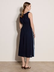 Apricot Blue Crochet Trim Smocked Midi Dress - Image 2 of 5