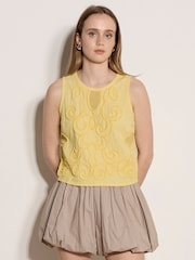 Gelb - Apricot Embroidered Cotton Shell Top - Bild 1 von 4