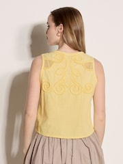 Gelb - Apricot Embroidered Cotton Shell Top - Bild 2 von 4