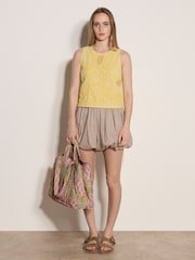 Gelb - Apricot Embroidered Cotton Shell Top - Bild 3 von 4