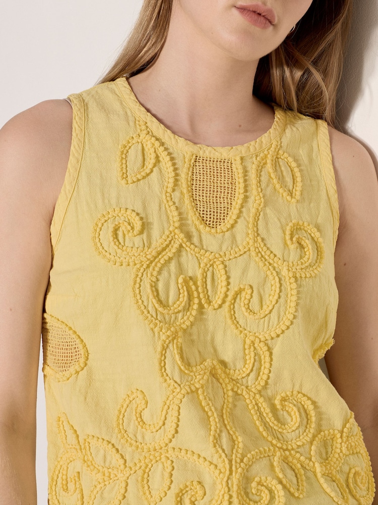 Gelb - Apricot Embroidered Cotton Shell Top - Bild 4 von 4