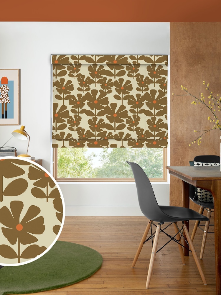 Orla Kiely Coffee Wildflower Made to Measure Blinds - Image 1 of 6 Orla Kiely Coffee Wildflower Made to Measure Blinds - Image 1 of 6