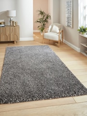 Think Rugs Silver Vista 3547 Plain Shaggy Rug - Image 1 of 6