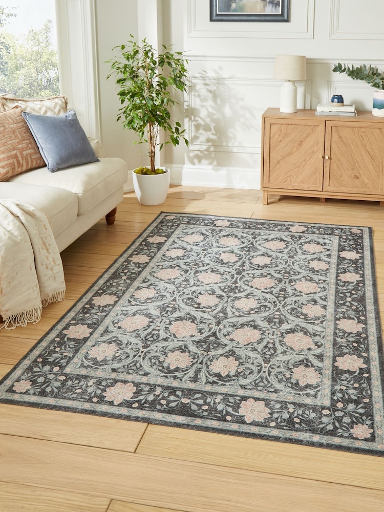 Think Rugs Dark Blue Versailles H1424 Floral Rug - Image 2 of 6