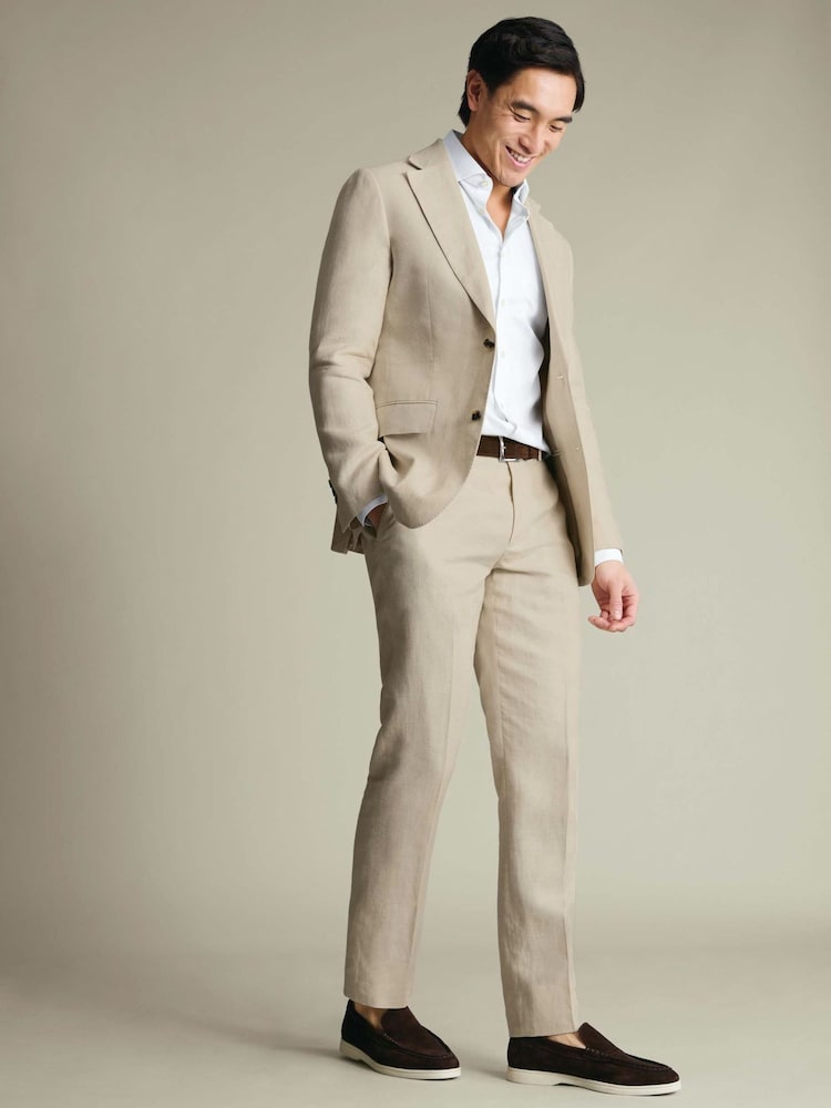 Charles Tyrwhitt Natural Linen Suit Jacket - Image 2 of 6 Charles Tyrwhitt Natural Linen Suit Jacket - Image 2 of 6