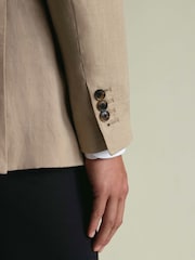Charles Tyrwhitt Natural Double Breasted Linen Suit Jacket - Image 11 of 11