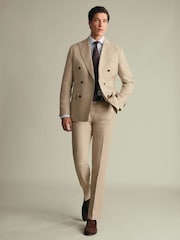 Charles Tyrwhitt Natural Double Breasted Linen Suit Jacket - Image 4 of 11