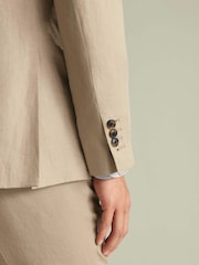 Charles Tyrwhitt Natural Double Breasted Linen Suit Jacket - Image 5 of 11