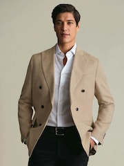 Charles Tyrwhitt Natural Double Breasted Linen Suit Jacket - Image 7 of 11