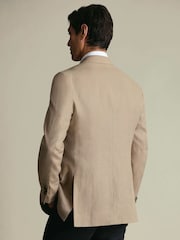 Charles Tyrwhitt Natural Double Breasted Linen Suit Jacket - Image 8 of 11