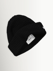 NN.07 Black Rib Wool Blend Beanie Hat - Image 2 of 4