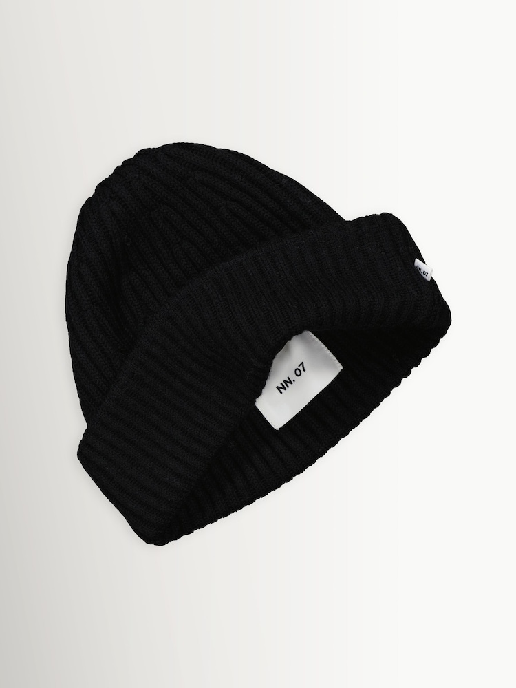 NN.07 Black Rib Wool Blend Beanie Hat - Image 2 of 4 NN.07 Black Rib Wool Blend Beanie Hat - Image 2 of 4