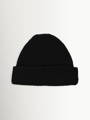 NN.07 Black Rib Wool Blend Beanie Hat - Image 3 of 4