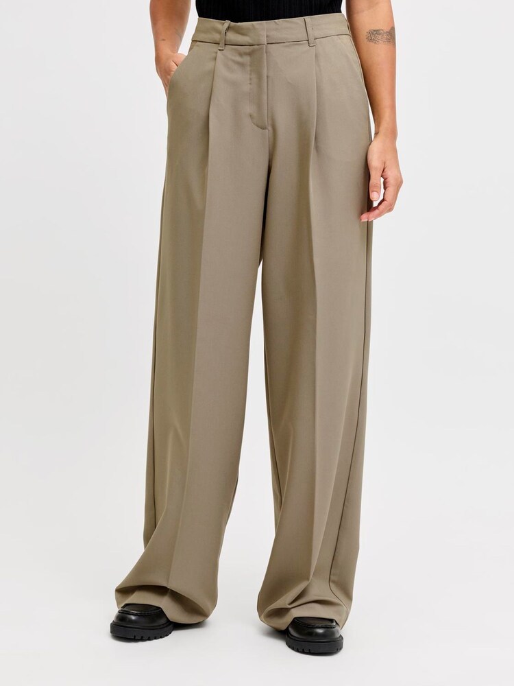 JJXX Grey High Rise Wide Leg Trousers in Beige - Image 1 of 7