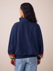 Little Bird Navy Rainbow Ric Rac 1/4 Zip Sweat Top - Image 2 of 5