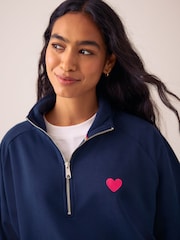 Little Bird Navy Rainbow Ric Rac 1/4 Zip Sweat Top - Image 4 of 5