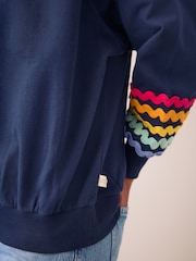 Little Bird Navy Rainbow Ric Rac 1/4 Zip Sweat Top - Image 5 of 5