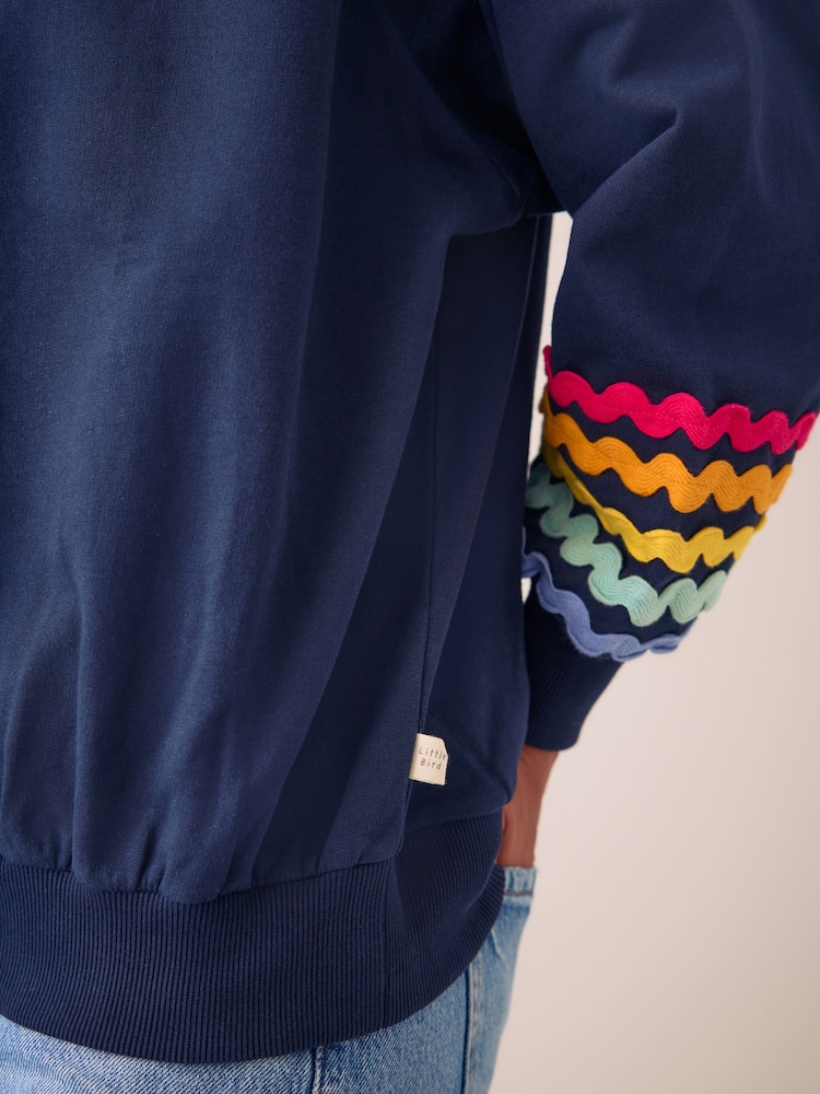 Little Bird Navy Rainbow Ric Rac 1/4 Zip Sweat Top - Image 5 of 5 Little Bird Navy Rainbow Ric Rac 1/4 Zip Sweat Top - Image 5 of 5