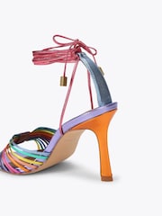 Kurt Geiger London Pink Multi Strap Tie Sandals - Image 2 of 4