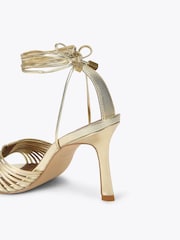 Kurt Geiger London Gold Tone Multi Strap Tie Sandals - Image 4 of 4
