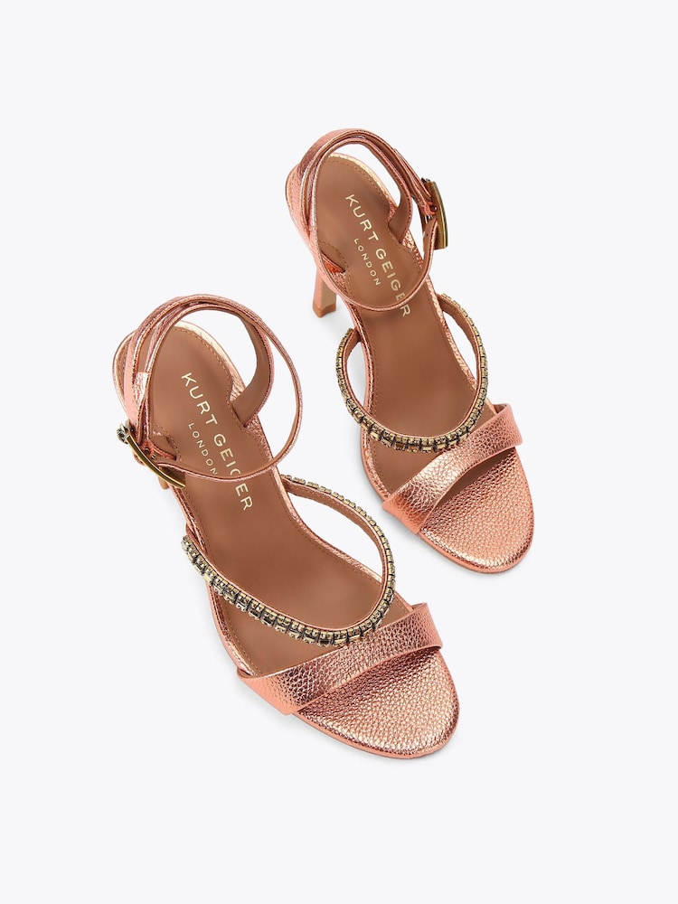 Kurt Geiger London Orange Crystal Strap 90 Sandals - Image 2 of 4 Kurt Geiger London Orange Crystal Strap 90 Sandals - Image 2 of 4