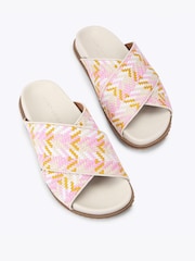 Kurt Geiger London Pink Brixton Cross Strap Slide Sandals - Image 2 of 4