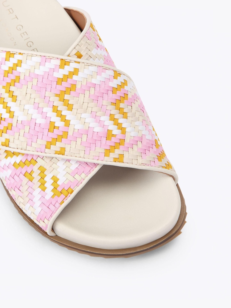 Kurt Geiger London Pink Brixton Cross Strap Slide Sandals - Image 4 of 4