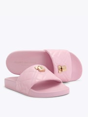 Kurt Geiger London Pink Brixton Poolslide Sandals - Image 3 of 4