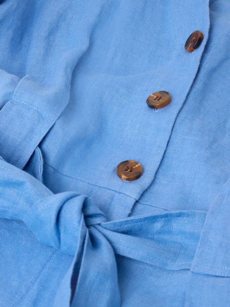 Whistles Blue Petite Fiona Linen Button Jumpsuit - Image 5 of 5 Whistles Blue Petite Fiona Linen Button Jumpsuit - Image 5 of 5